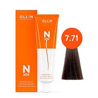 Крем краска для волос OLLIN N-JOY 7/71 русый коричнево-пепельный, 100 мл