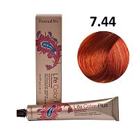 Крем-краска для волос Farmavita Life Color Plus 7.44 блондин насыщенный медный, 100 мл