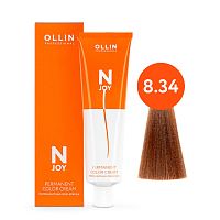 Крем краска для волос OLLIN N-JOY 8/34 светло-русый золотисто-медный, 100 мл