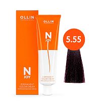 Крем краска для волос OLLIN N-JOY 5/55 светлый шатен интенсивно-махагоновый, 100 мл