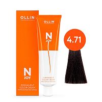 Крем краска для волос OLLIN N-JOY 4/71 шатен коричнево-пепельный, 100 мл