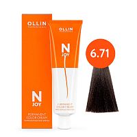 Крем краска для волос OLLIN N-JOY 6/71 темно-русый коричнево-пепельный, 100 мл