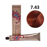 Крем-краска для волос Farmavita Life Color Plus 7.43 блондин золотисто-медный, 100 мл