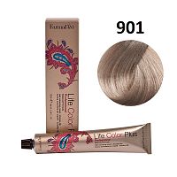 Крем-краска для волос Farmavita Life Color Plus 901 светлый пепельный блондин сильный осветлитель, 100 мл
