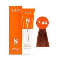 Крем краска для волос OLLIN N-JOY 7/44 русый интенсивно-медный, 100 мл