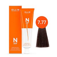Крем краска для волос OLLIN N-JOY 7/77 русый интенсивно-коричневый, 100 мл