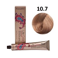 Крем-краска для волос Farmavita Life Color Plus 10.7 очень светлый блондин коричневый кашемир, 100 мл