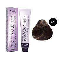 Крем-краска для волос OLLIN Performance 6/1 темно-русый пепельный, 60 мл